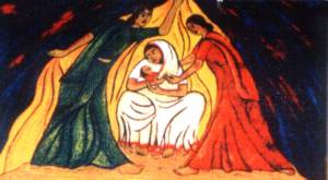 Panel of Shiphrah and Puah from All Hallows Church Leeds, UK.